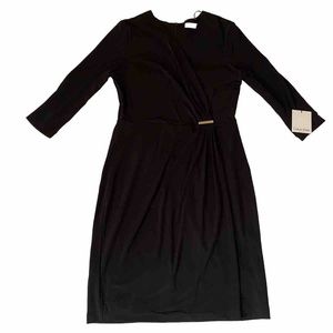 Calvin Klein Dress w/ Gold-plated Logo at Waist - Black - 10